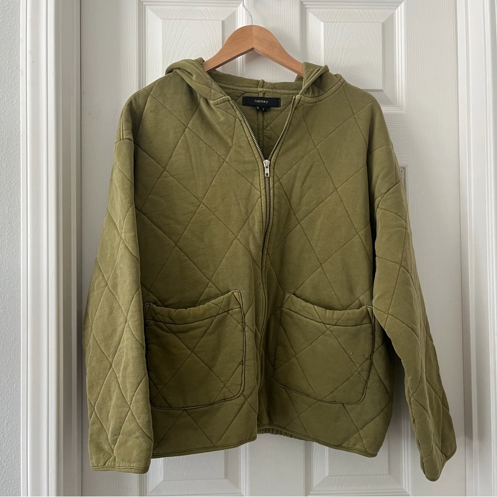 Forever 21 Kids Quilted Puffer Jacket - Khaki